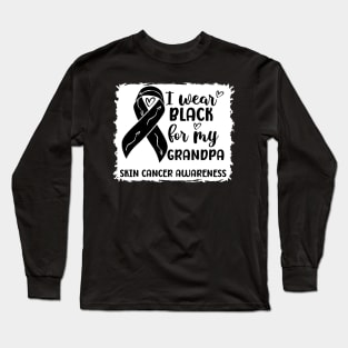 I Wear Black For My Grandpa Skin Cancer Awareness Long Sleeve T-Shirt